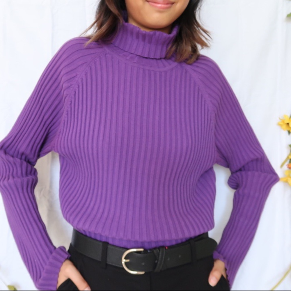 Bloomingdales Purple Turtleneck Sweater Size XL